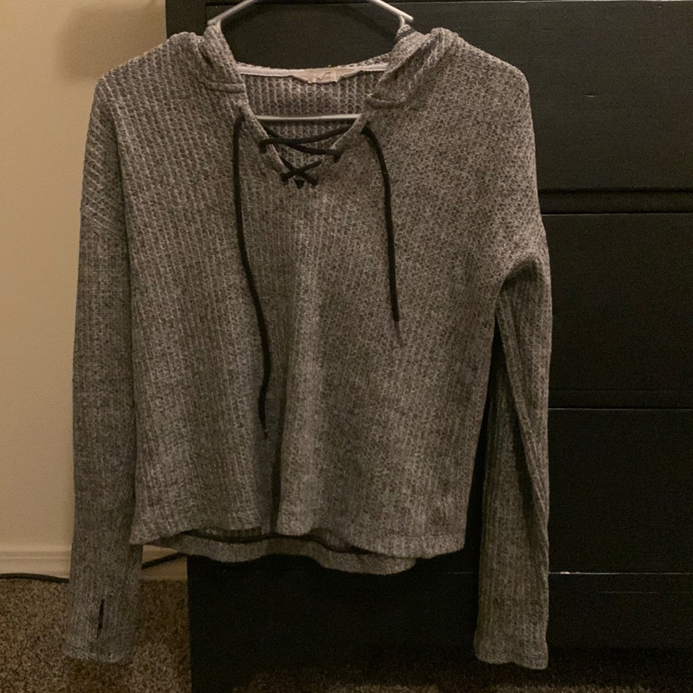 Grey shirt with hood